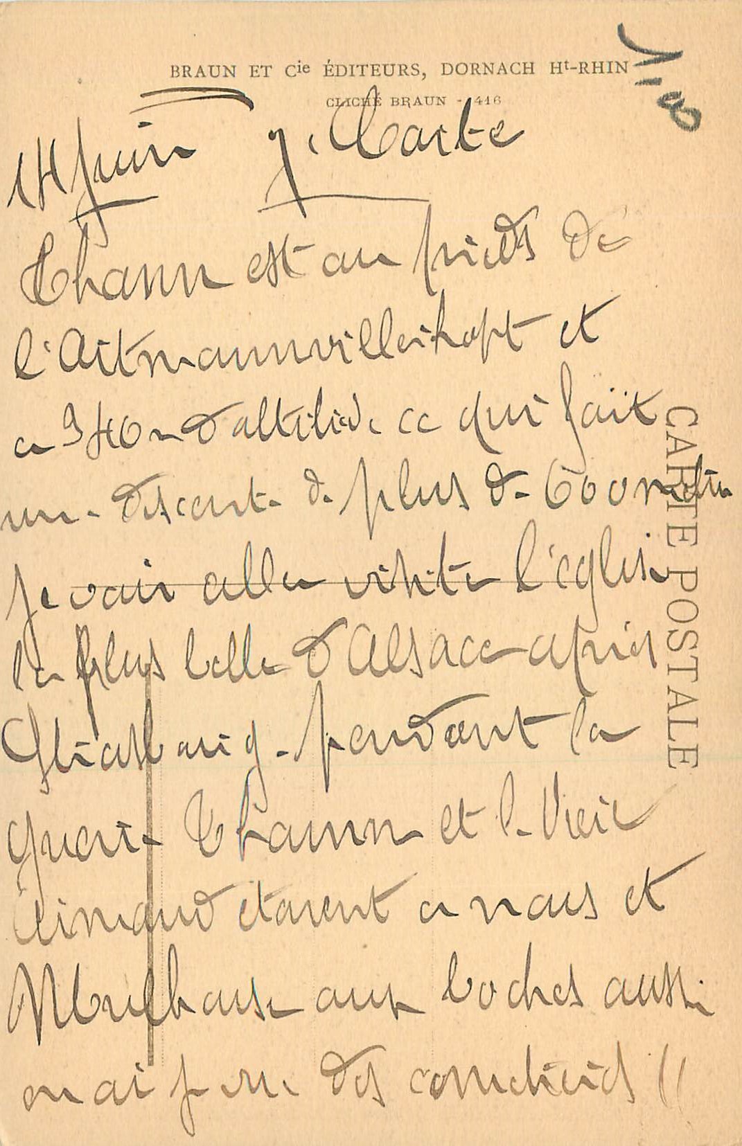 CPA Thann Sculptures des Stalles du Choeur de la Cathedrale XVI Siecle — Rückseite