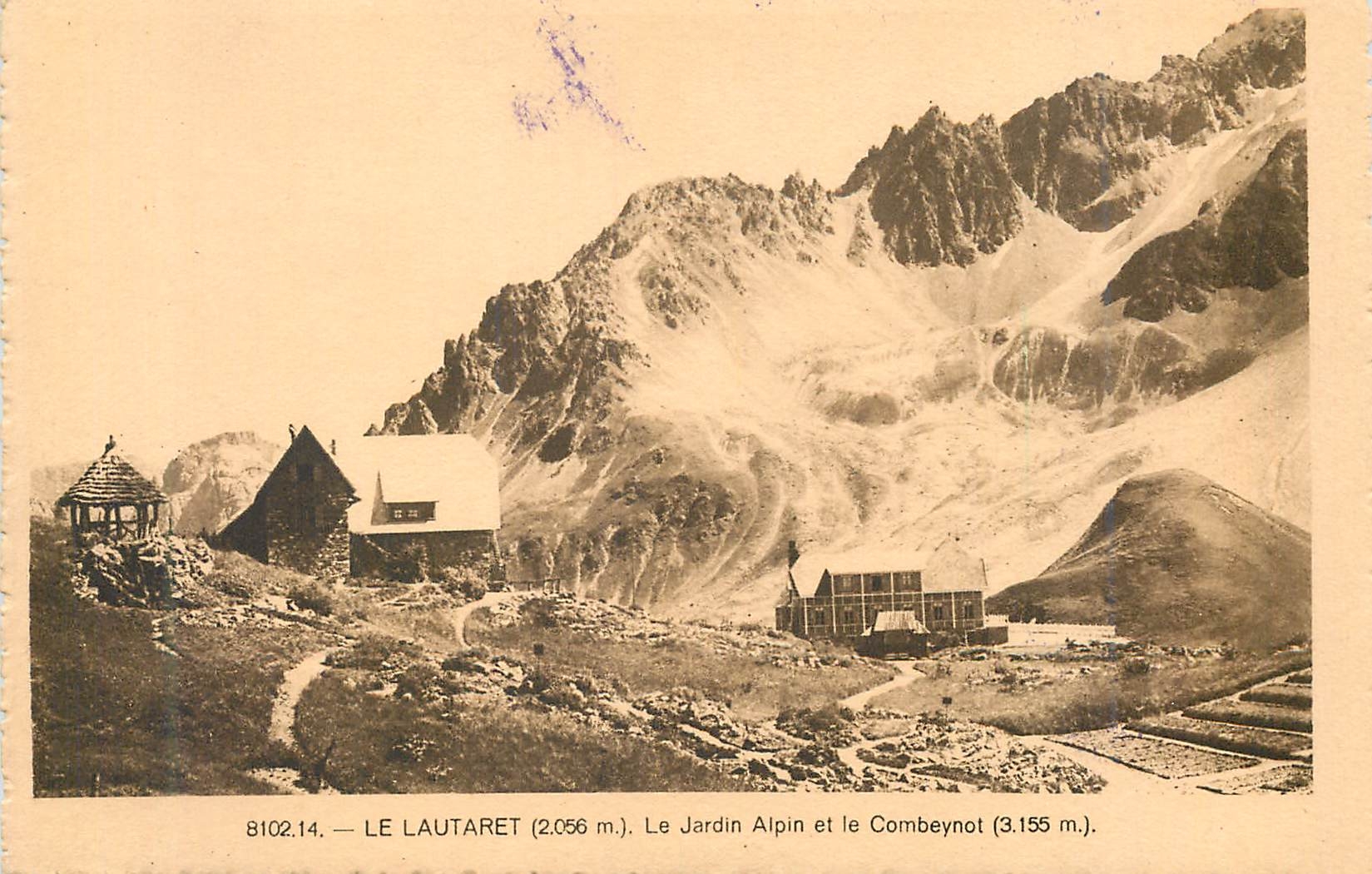 Le Lautaret (2.056 m.) — Der Alpinergarten und der Combeynot (3.155 m.) — Hotel du Lautaret, Hautes-Alpes