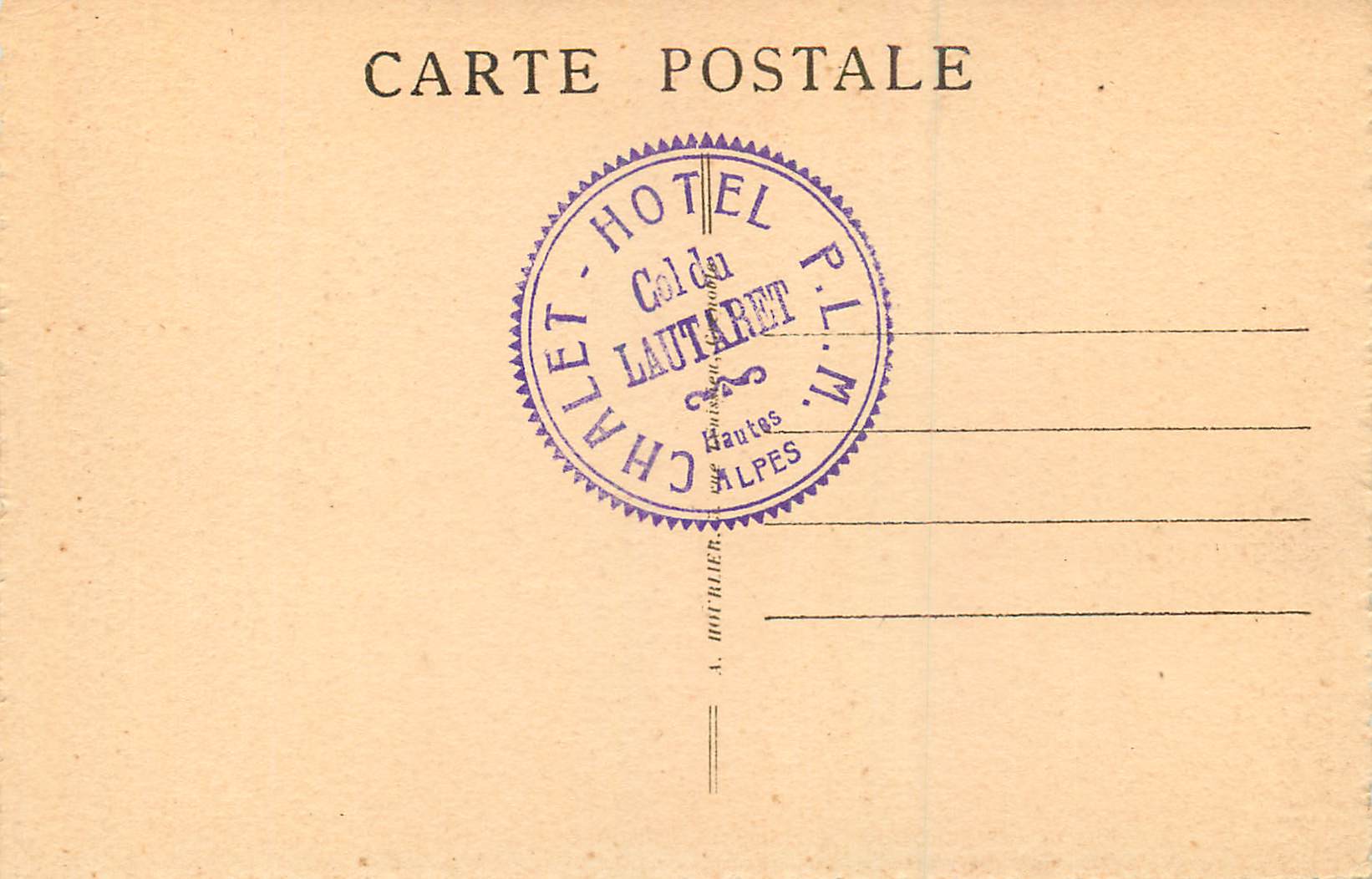 Le Lautaret (2.056 m.) — Der Alpinergarten und der Combeynot (3.155 m.) — Hotel du Lautaret, Hautes-Alpes — Rückseite