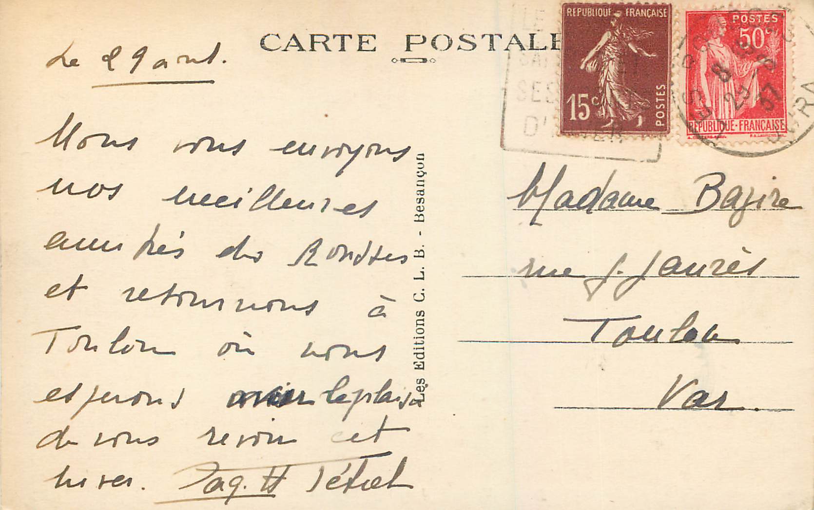 CPA Les Rousses (Jura) Le Lac et le Rizoux — Rückseite