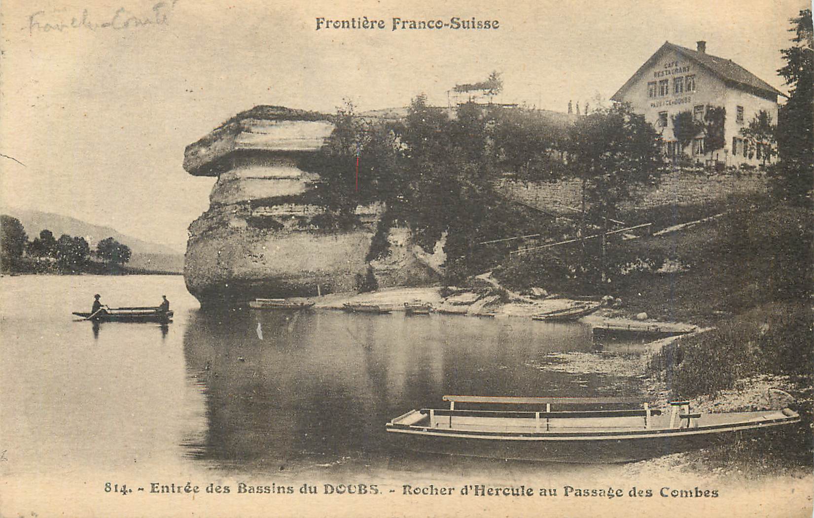 CPA Entree des Bassins du Doubs Frontiere Franco Suisse Rocher d'Hercule au Passage des Colombes