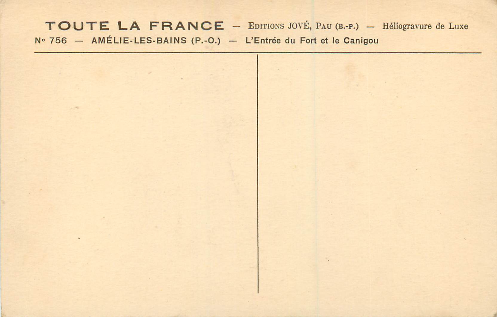 CPA Amelie Les Bains (P O) L'Entree du Fort et le Canigou — Rückseite