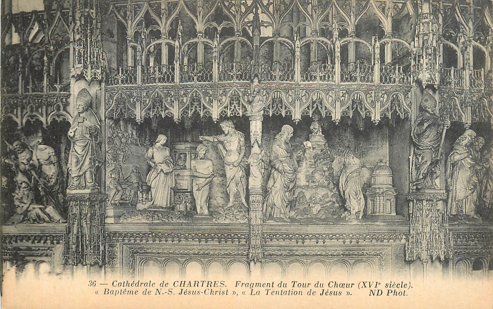 CPA Cathedrale de Chartres Fragment du Tour du Choeur (XVIe Siecle) Bapteme de N S Jesus Christ La Tentation de Jesus