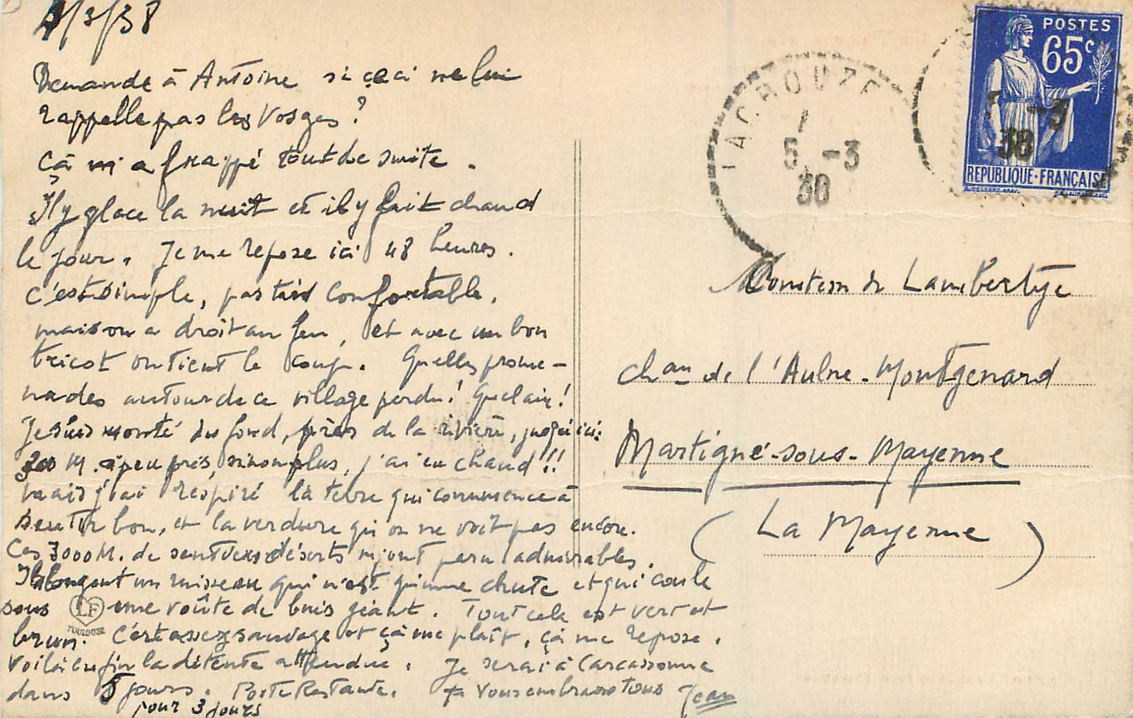 CPA Le Tarn (Serie) Castres Le Bas du Desert Vers la Fusarie — Rückseite