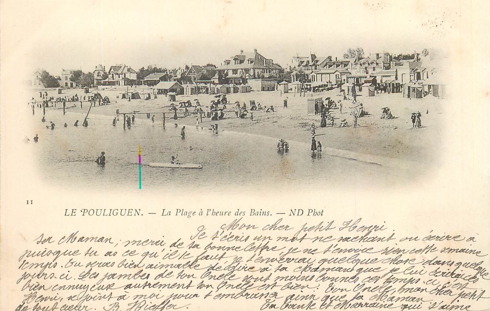 CPA Le Pouliguen La Plage a l'Heure des Bains (carte 1900)