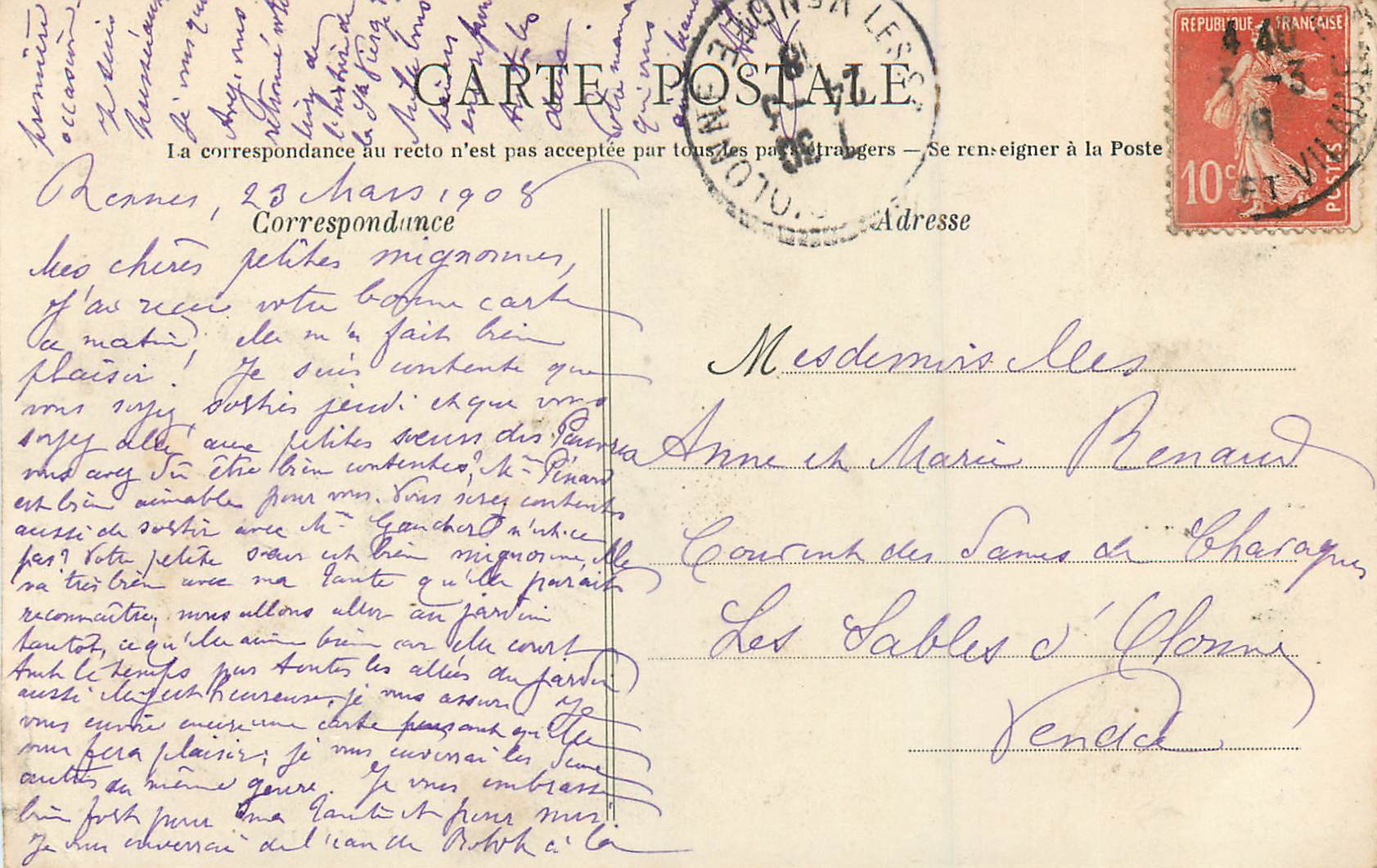 CPA Rennes Notre Dame des Miracles dans l'Eglise de St Sauveur — Rückseite