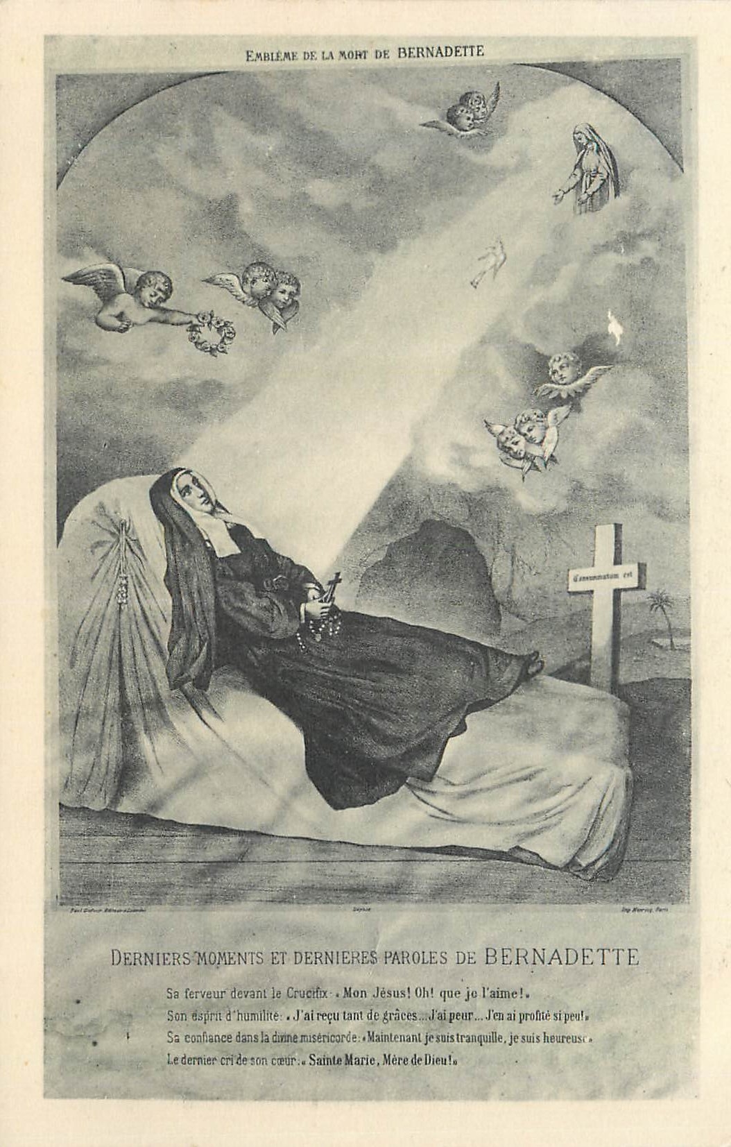 CPA Embleme de la Mort de Bernadette Derniers Moments et dernieres Paroles de Bernadette