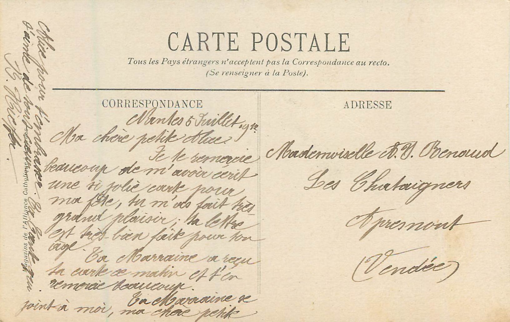 CPA Lourdes Portrait authentique de Bernadette Soubirous — Verso