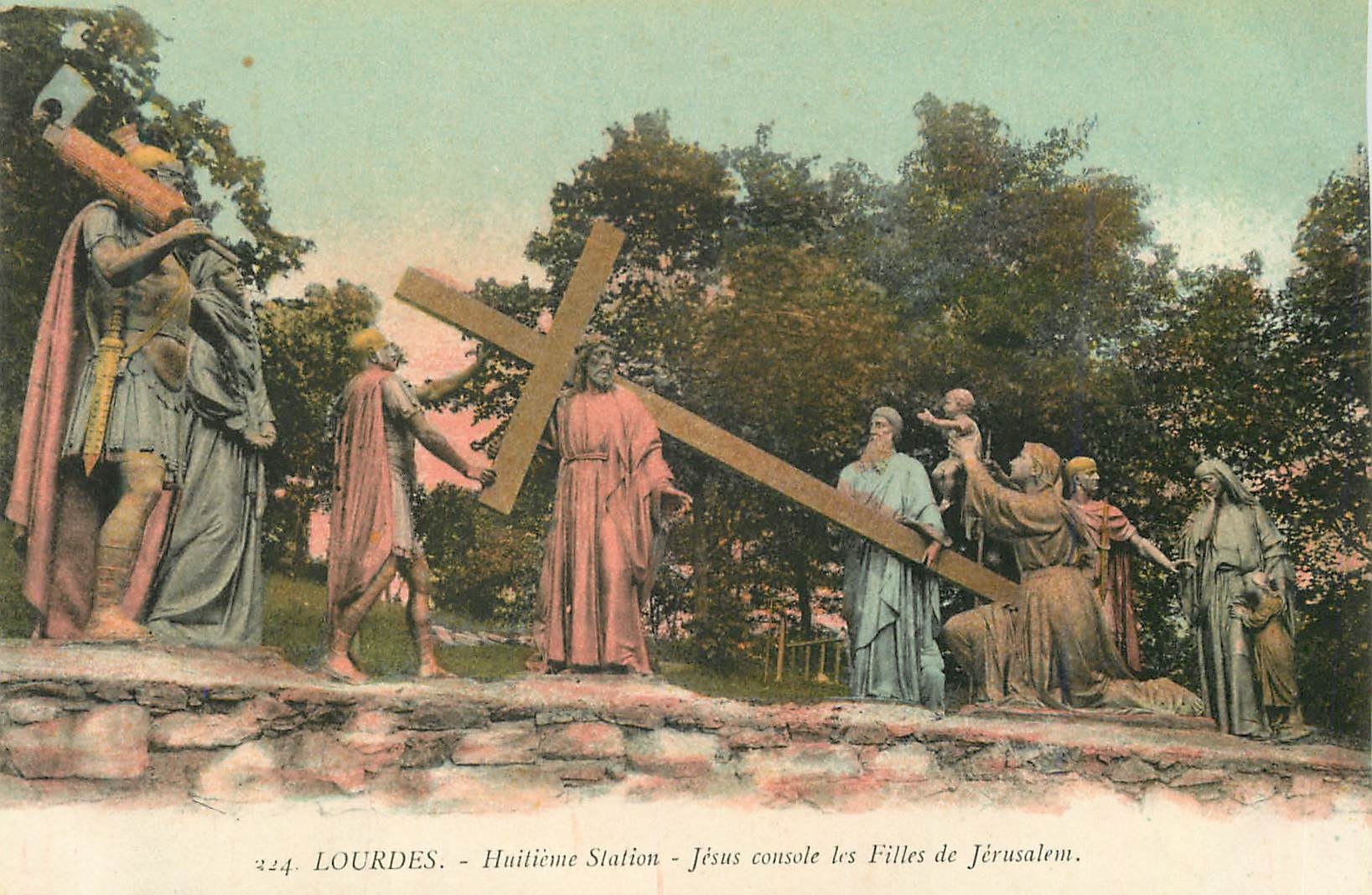 CPA Lourdes Huitieme Station Jesus Console les Filles de Jerusalem