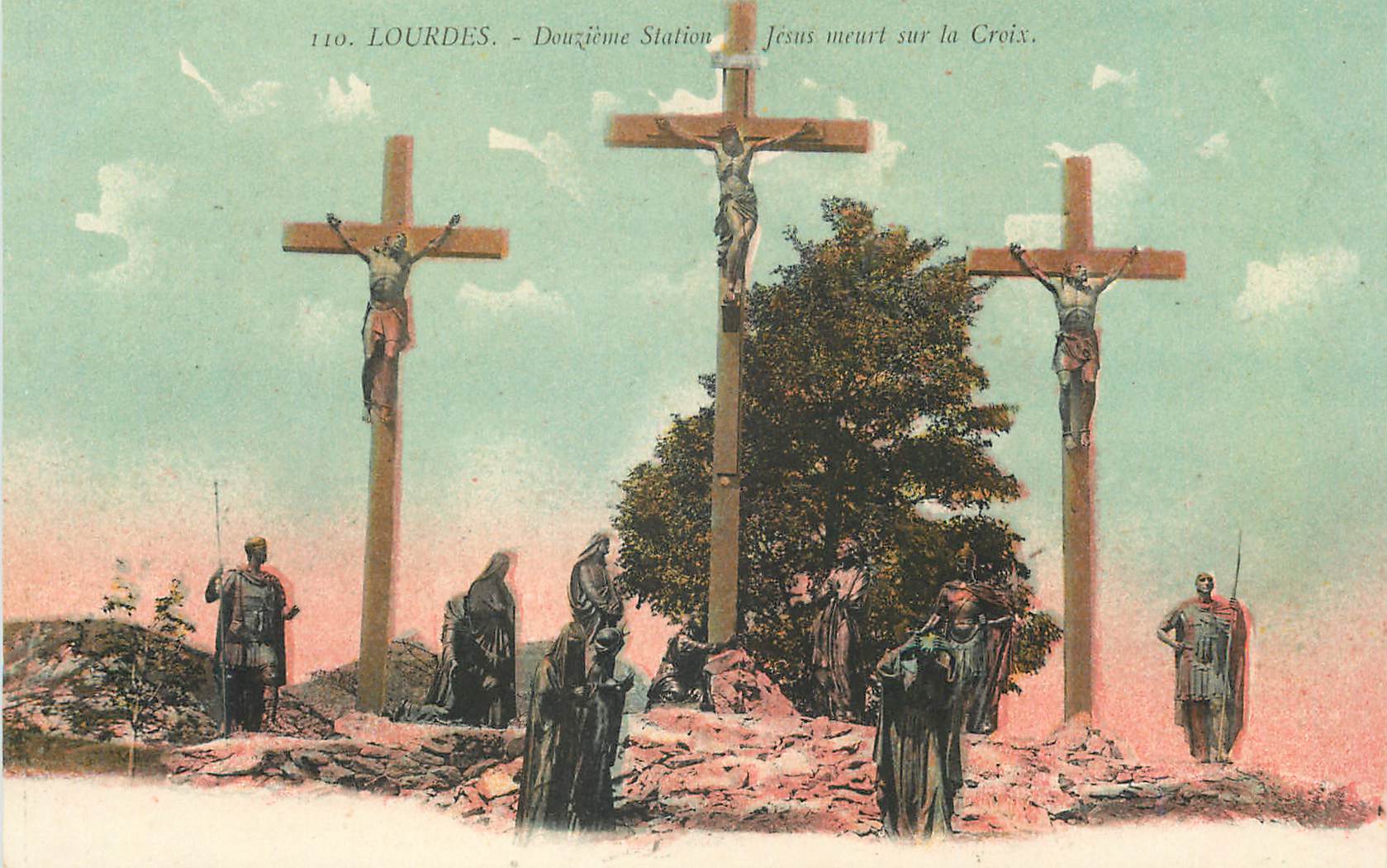 CPA Lourdes Douzieme Station Jesus Meurt sur la Croix