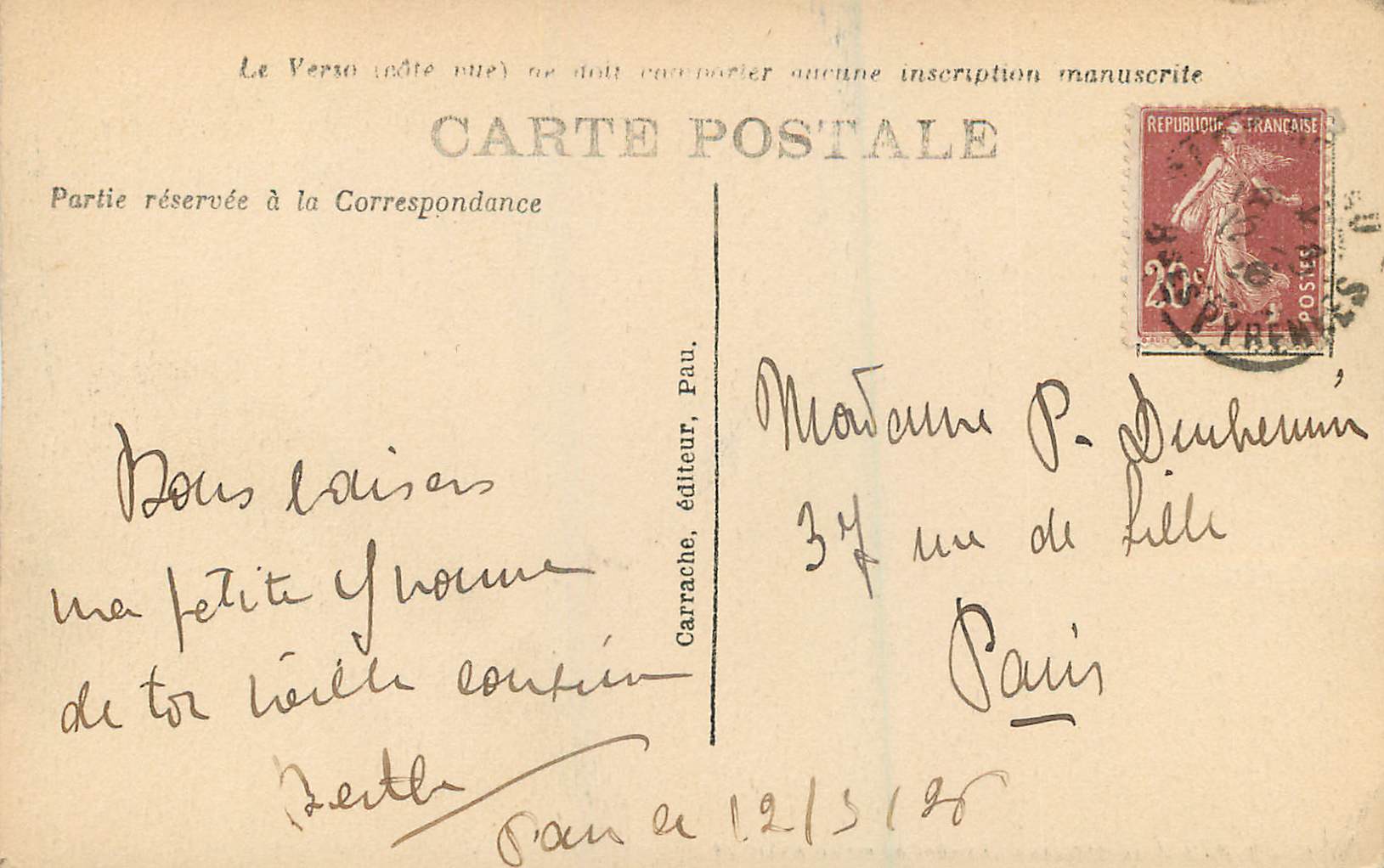CPA Pau Le Chateau Chambre ou est ne Henri IV — Rückseite