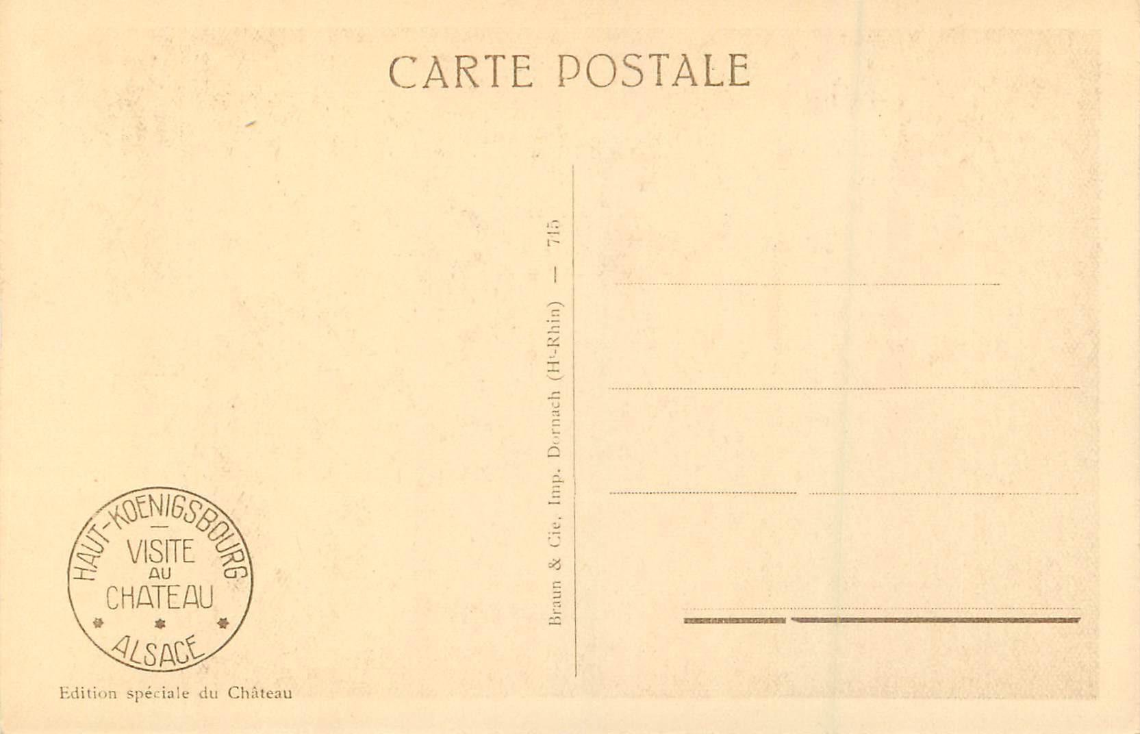 Haut-Kœnigsbourg — La cheminée de la salle des fêtes avec l'inscription « Je n'ai pas voulu cela » — Verso