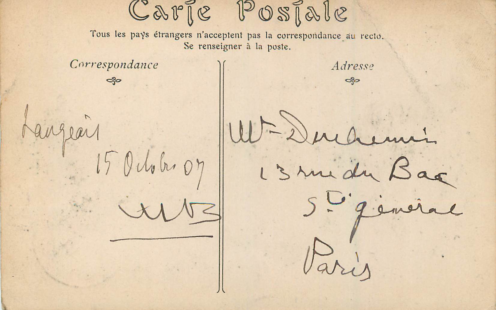 CPA Langeais Le Chateau — Verso