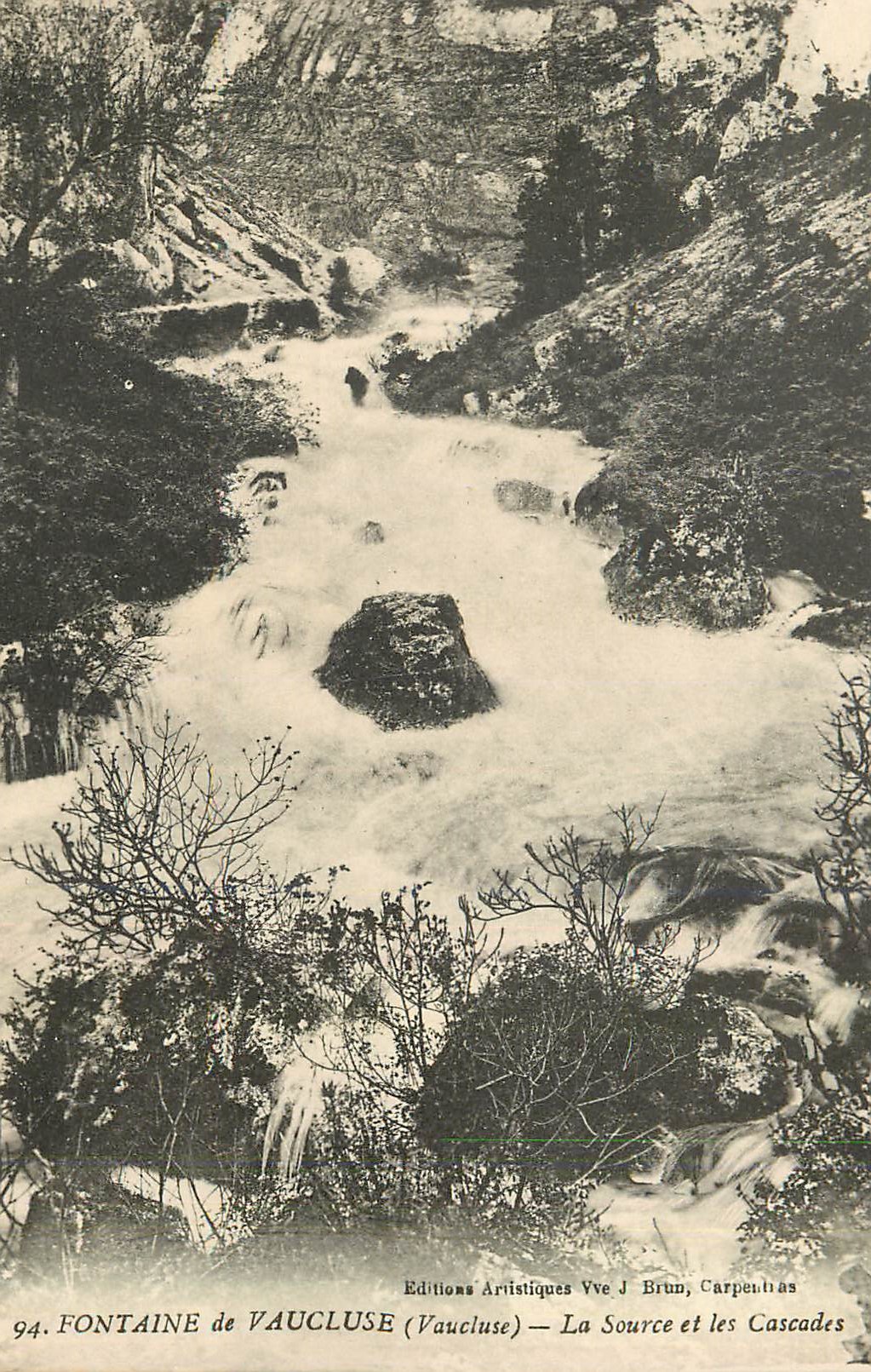 Fontaine de Vaucluse — Die Quelle und die Wasserfälle — Künstlerische Editionen Yve J. Brun, Carpentras