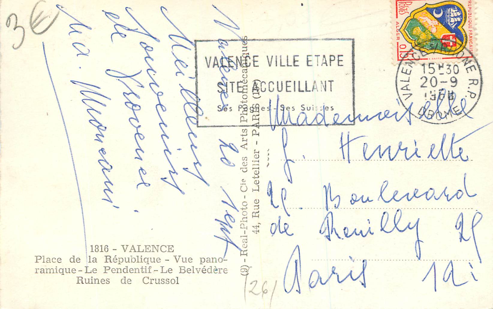 Valence — Souvenirs de la ville — Cie des Arts Photomécaniques — Reverso