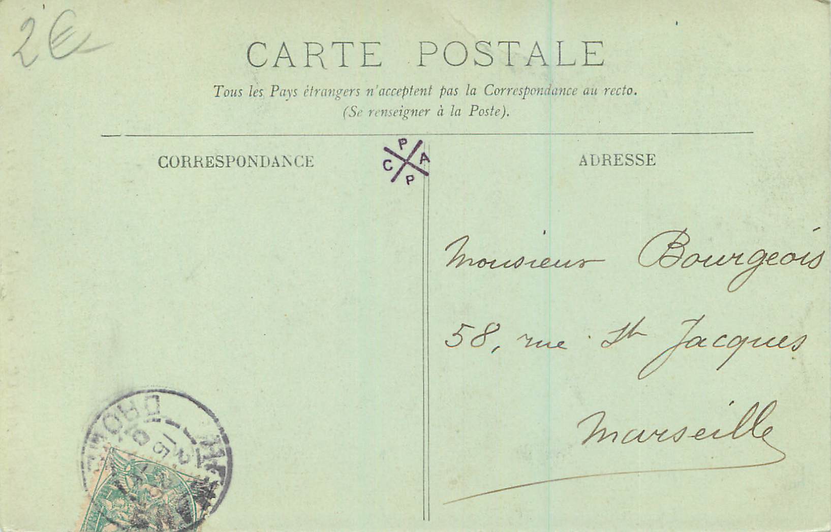CPA Valence Porte de la Maison des Tetes — Rückseite