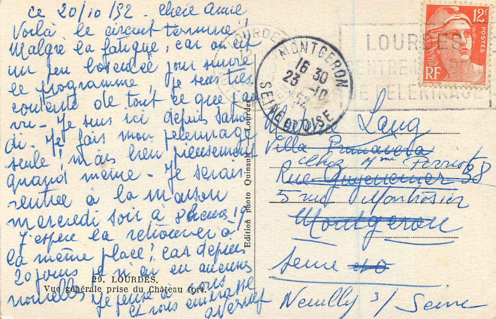 CPM Lourdes Vue Generale prise du Chateau — Verso