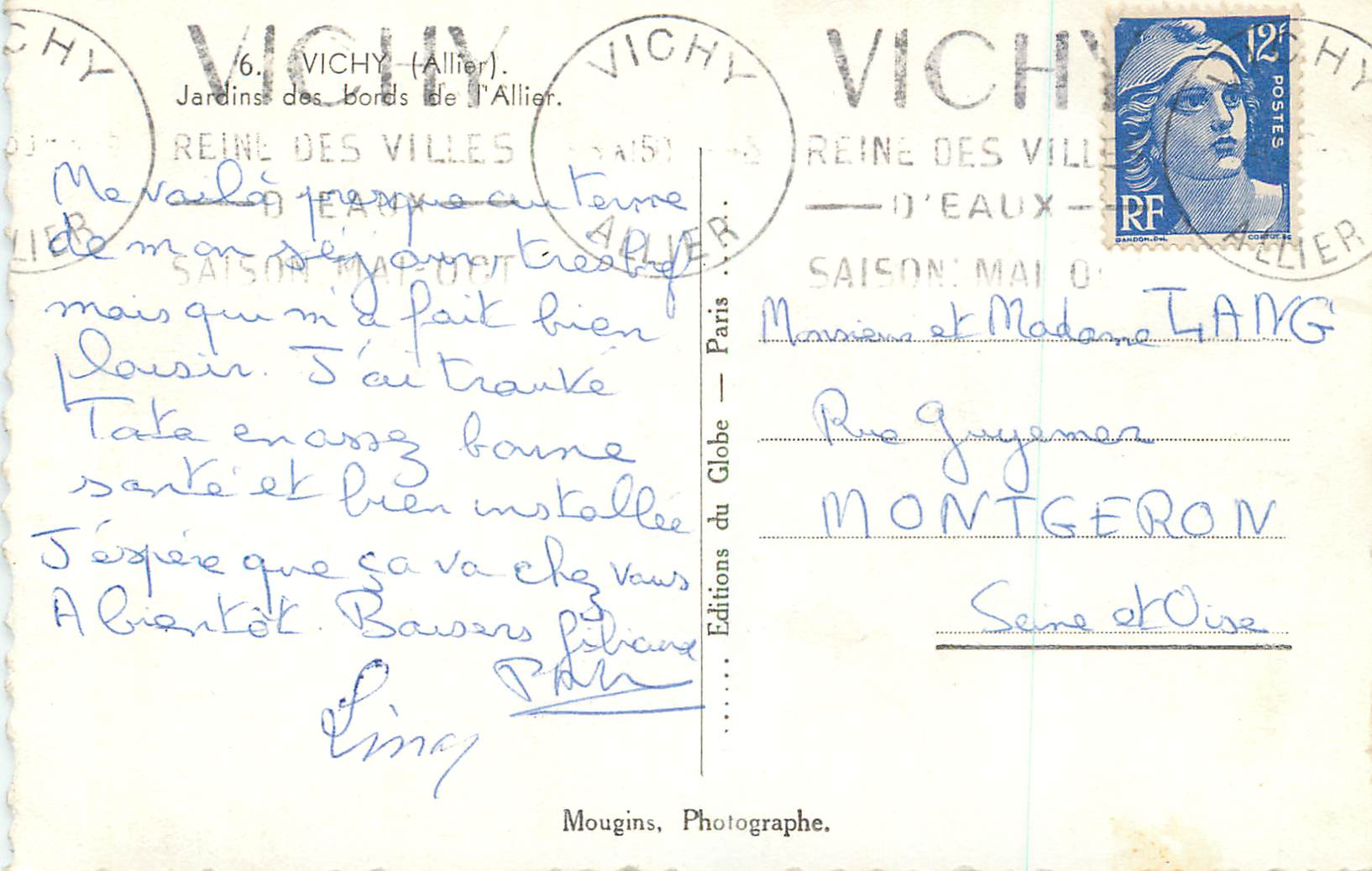 Jardins des Bords de l'Allier — Vichy — Éditions du Globe — Rückseite