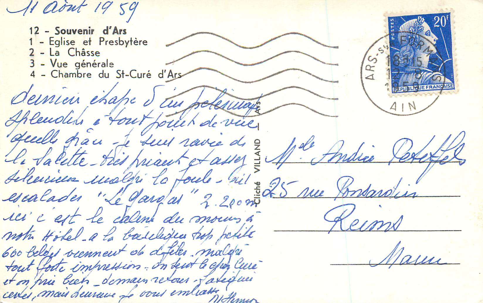 Saint-Cure d'Ars — souvenirs — Cliché Villand — Reverso