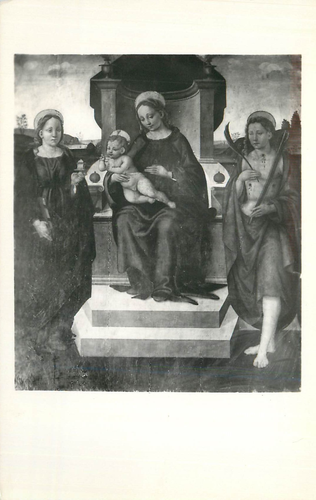 CPA Basilica Di S Pietro Perugia La Madonna e Santi (Scuola del Perugino)
