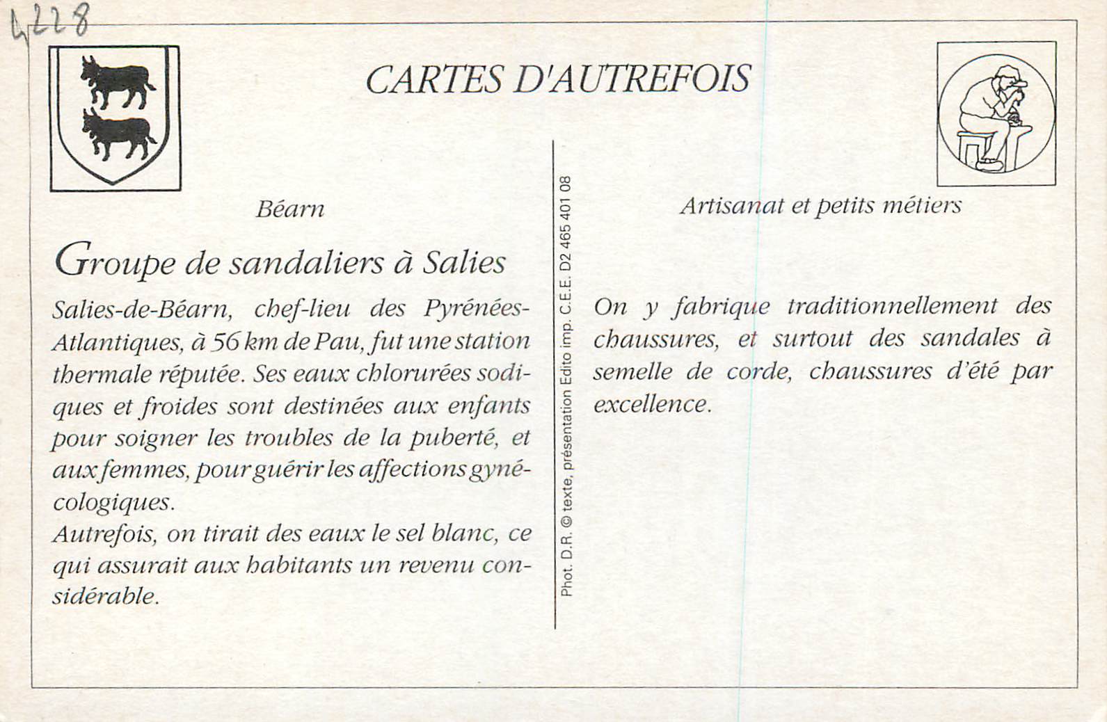CPM Salies de Bearn Groupe de Sandaliers a Salies — Rückseite
