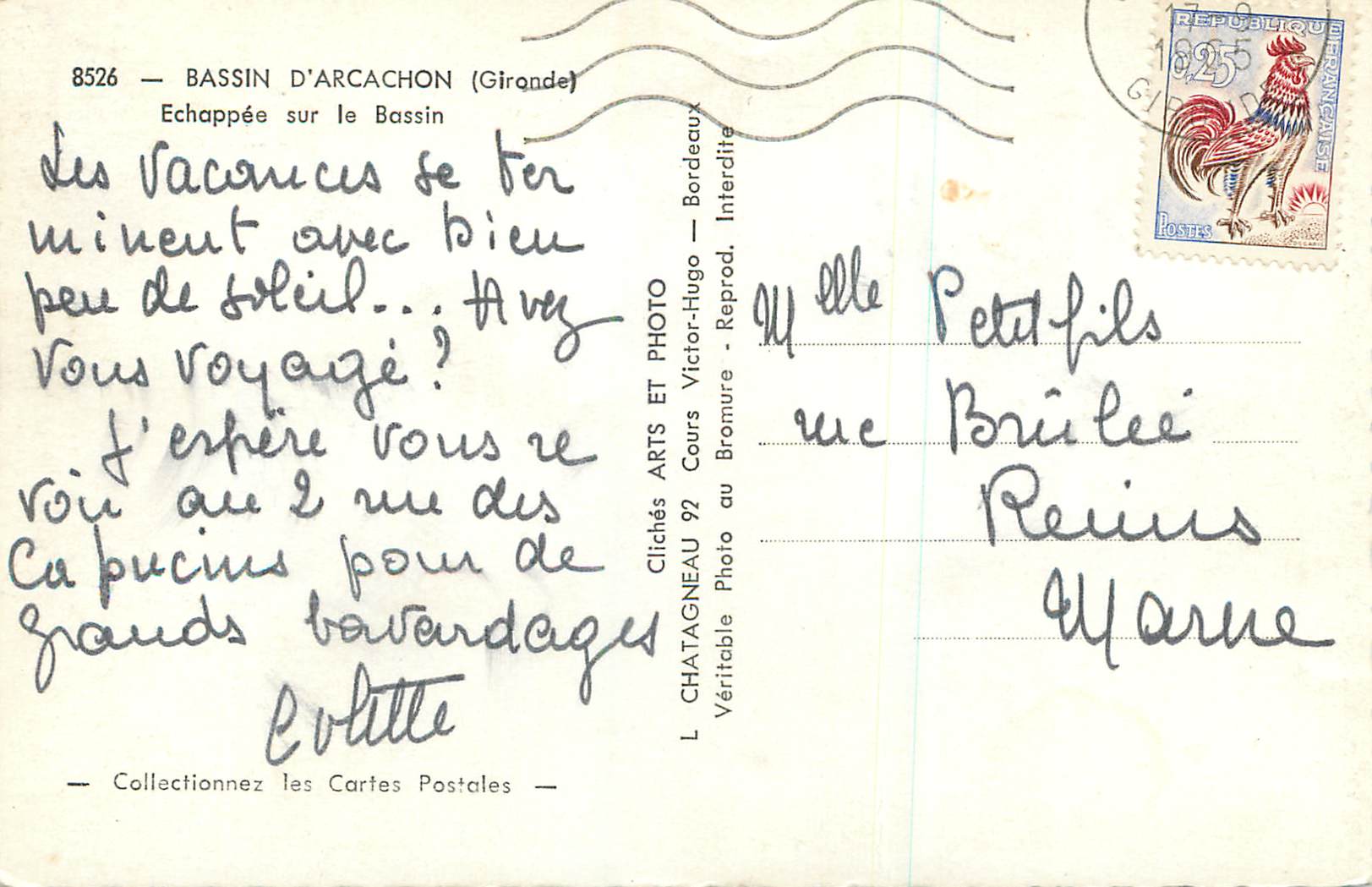 CPM Bassin d'Arcachon (Gironde) Echappee sur le Bassin — Rückseite