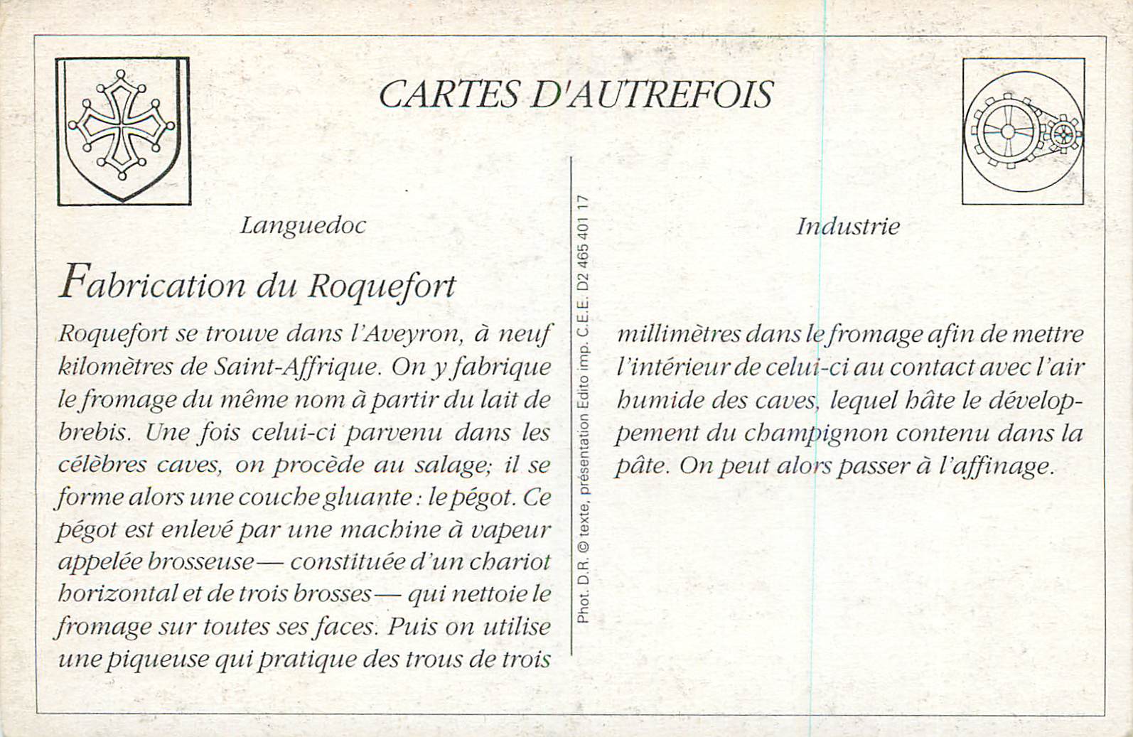 CPM Roquefort (Aveyron) des Caves et des Prod Reunis Piqueuses et Brosseuses — Rückseite
