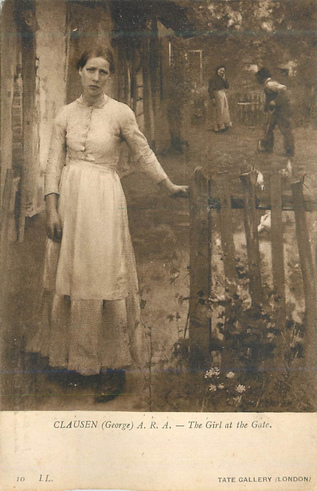 CPA Tate Gallery London Clausen (George) the Girl at the Gate