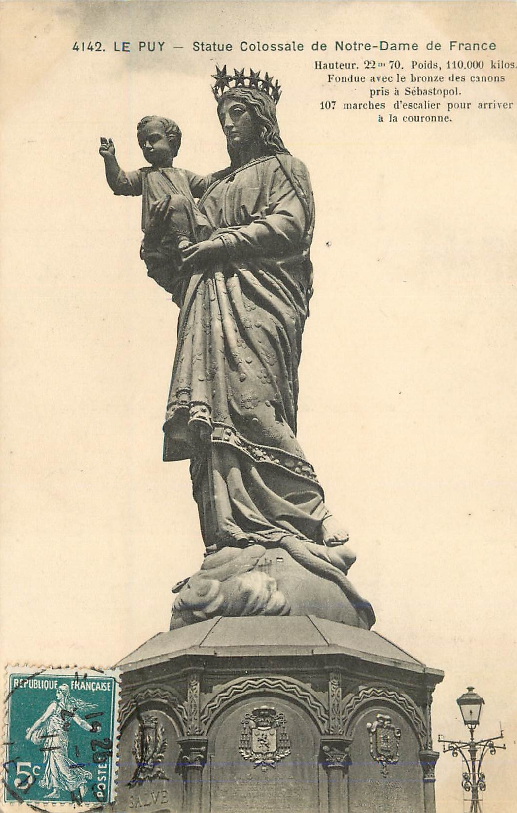 CPA le Puy Statue Colossale de Notre Dame de France