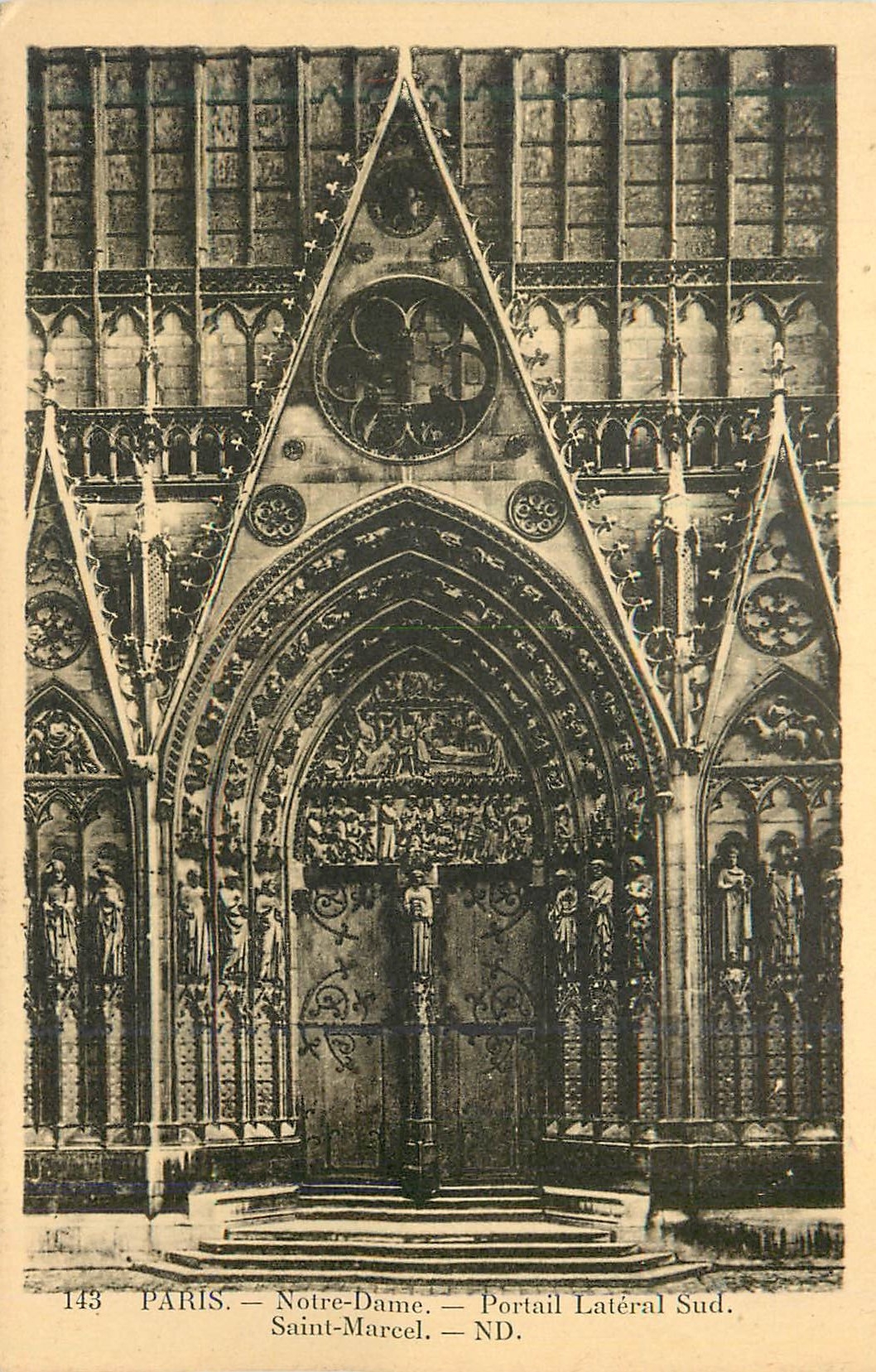 CPA Paris Notre Dame Portail Lateral Sud Saint Marcel