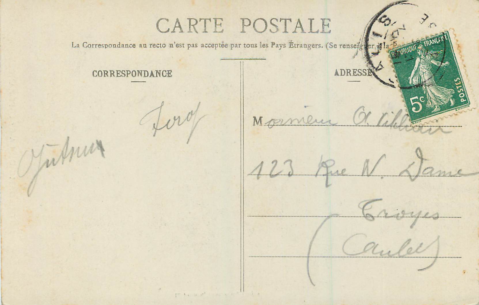 CPA Notre Dame de St Esperance — Rückseite