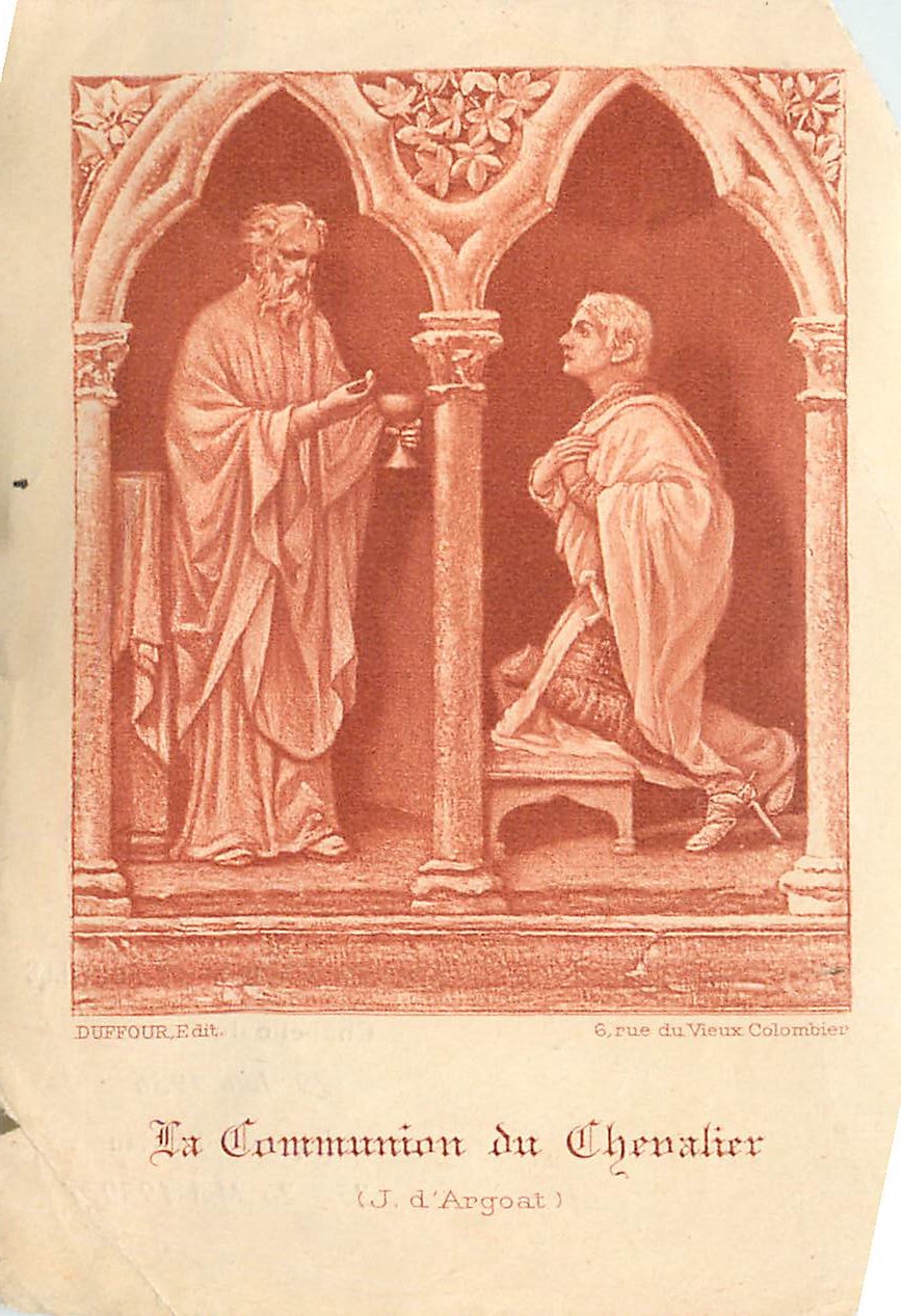 Image communition La Communion du Chevalier Alain de Blanquet de Rouville Chapelle du Cenacle 29 Juin 1936 St Honore d'E