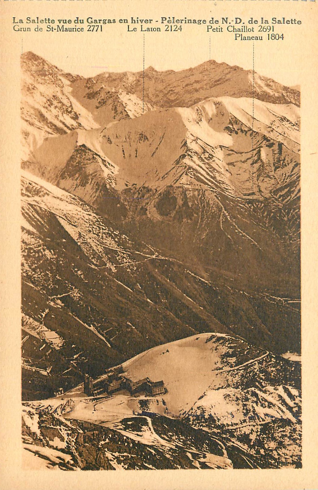 La Salette vista dal Gargas in inverno — Pellegrinaggio di N.D. di La Salette — Petit Chaillot