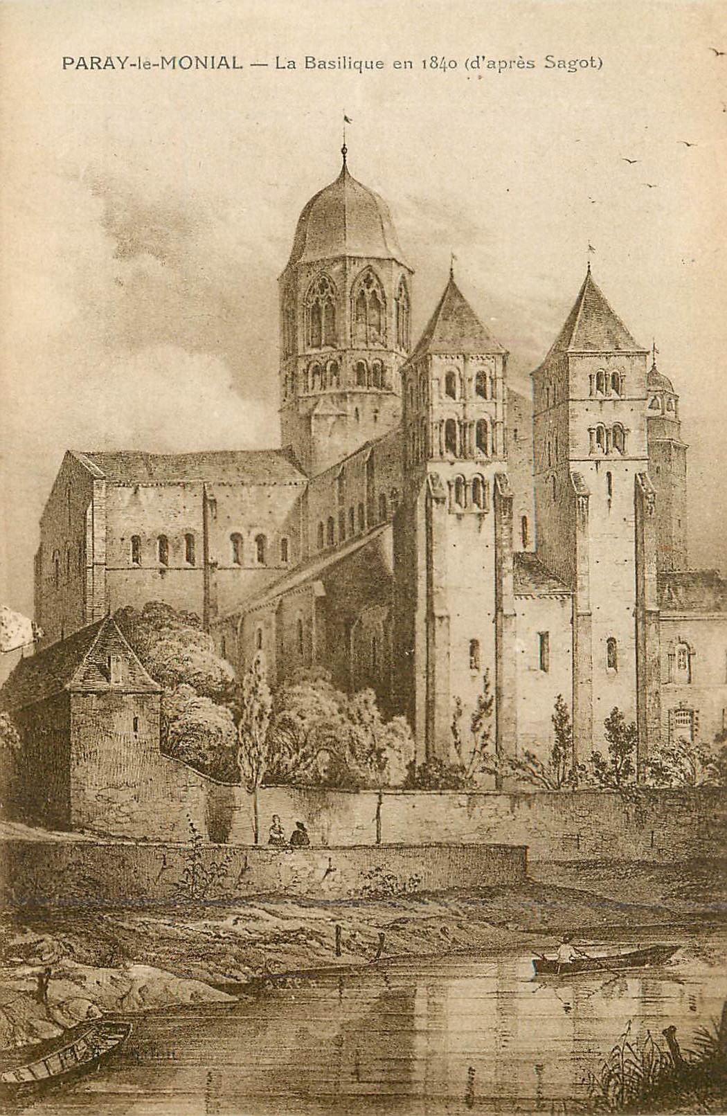 CPA Paray le Monial la Basilique en 1840 (d'apres Sagot)