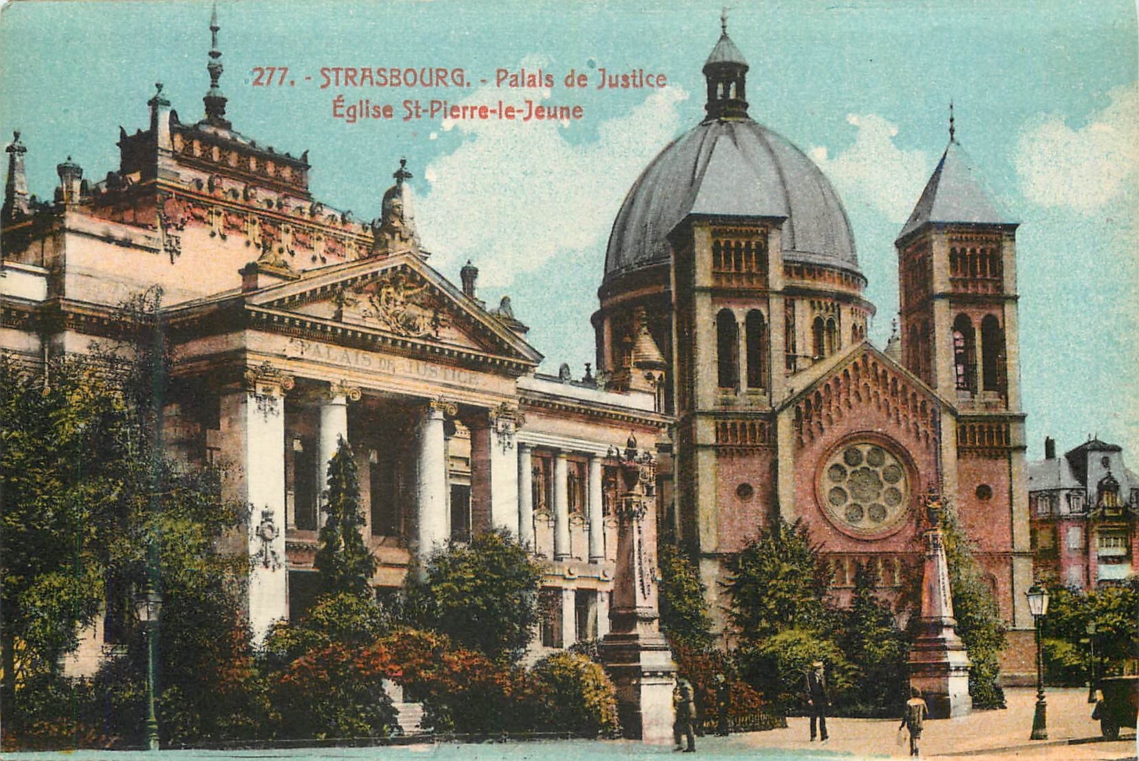 CPA Strasbourg Palais de Justice Eglise St Pierre le Jeune