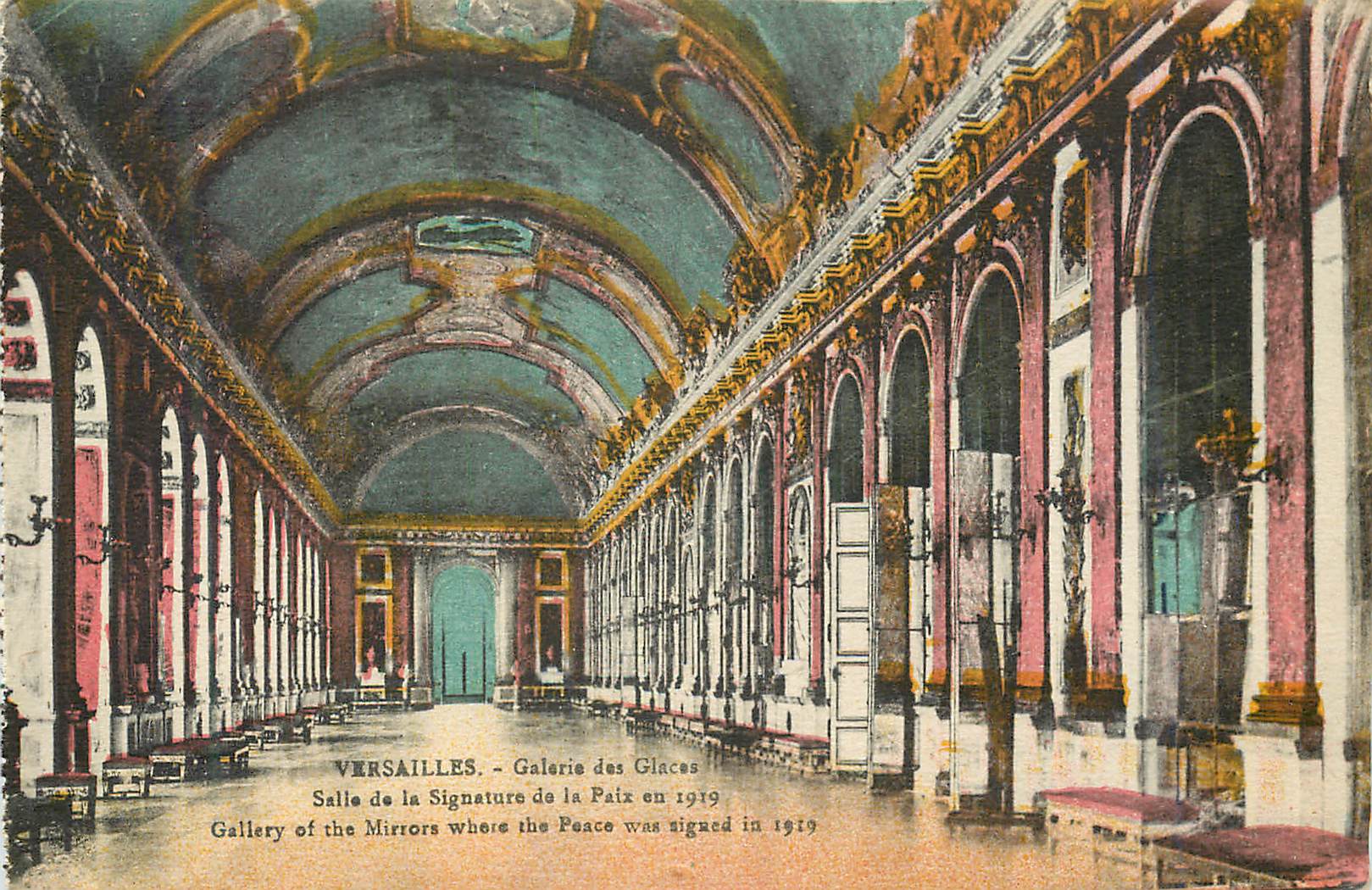 CPA Versailles Galerie des Glaces Salle de la Signature de la Paix en 1919