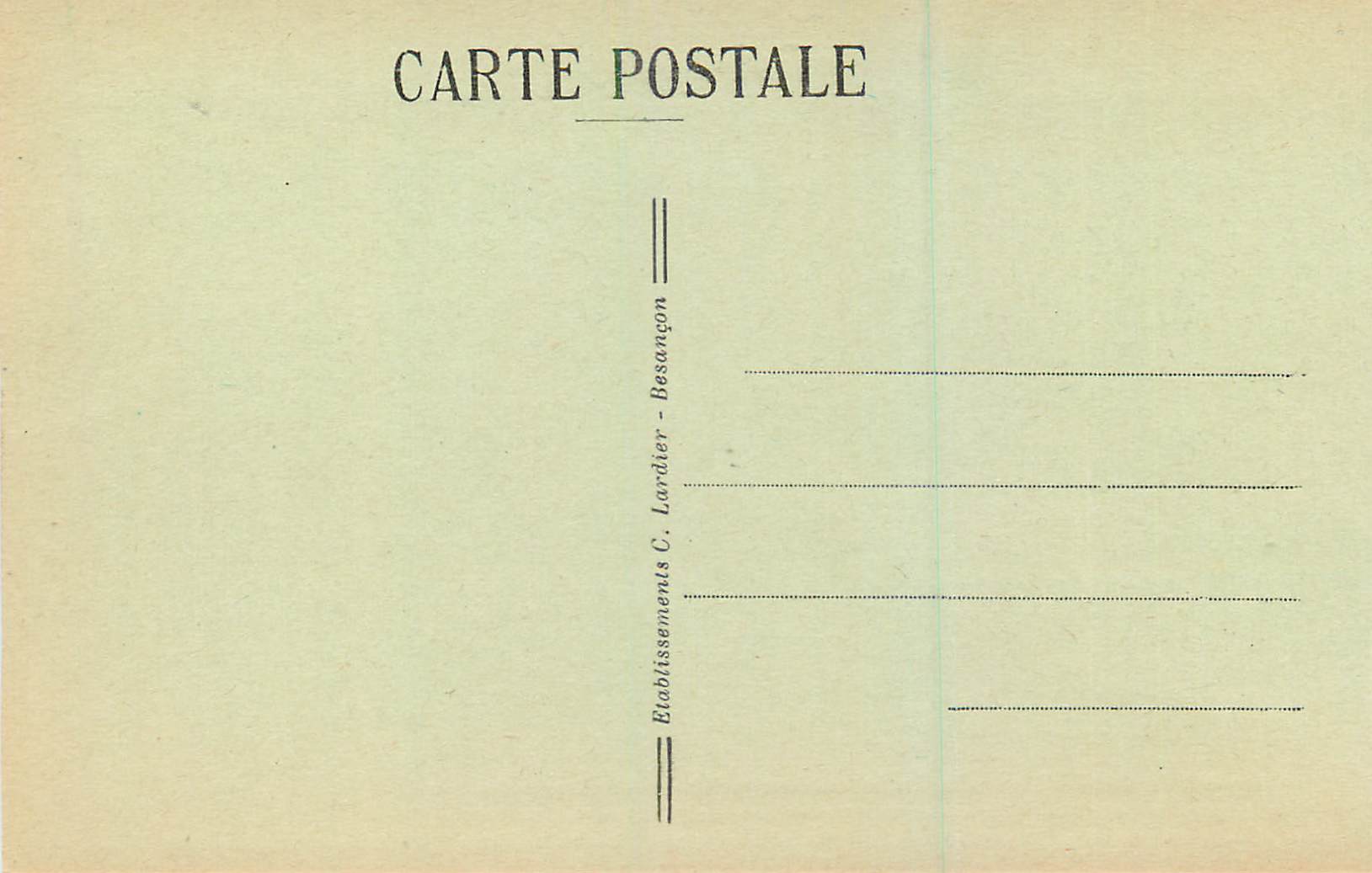 Frontière Franco-Suisse. — Entrée des Bassins du Doubs. — Rocher de la Casquette et Rocher d'Hercule. — C.L.B. n° 839 — Verso