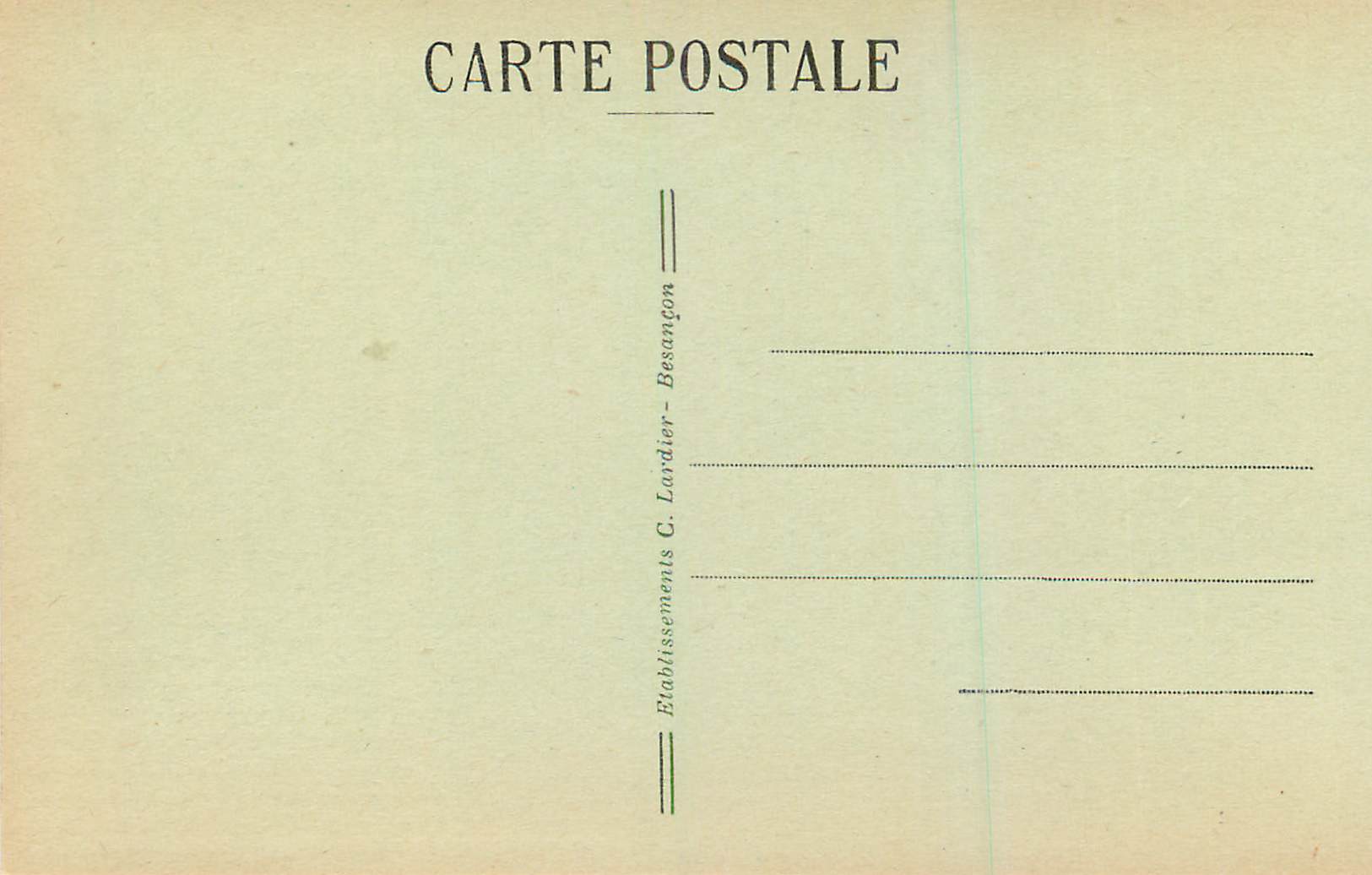 Frontière Franco-Suisse — Vue prise de la route des Brenets au Saut du Doubs — Éditeur CJB, n° 345 — Verso