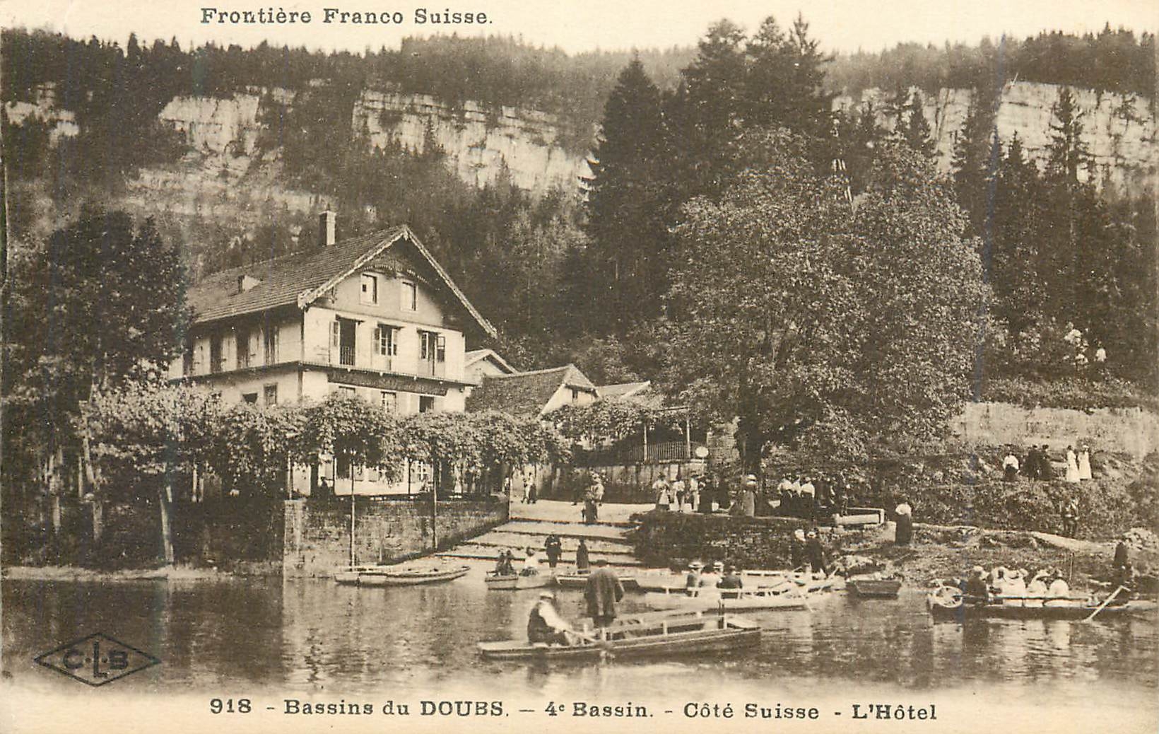 Frontière Franco Suisse — Bassins du Doubs, 4e Bassin, côté Suisse — L'Hôtel — Éditeur C. Lardier, Besançon, n° 918