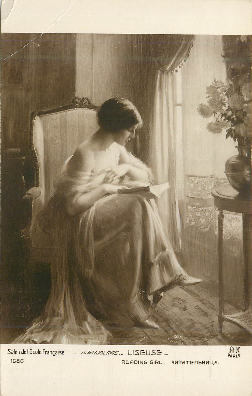 CPA Salon de l'Ecole Francaise D Enjolras Liseuse