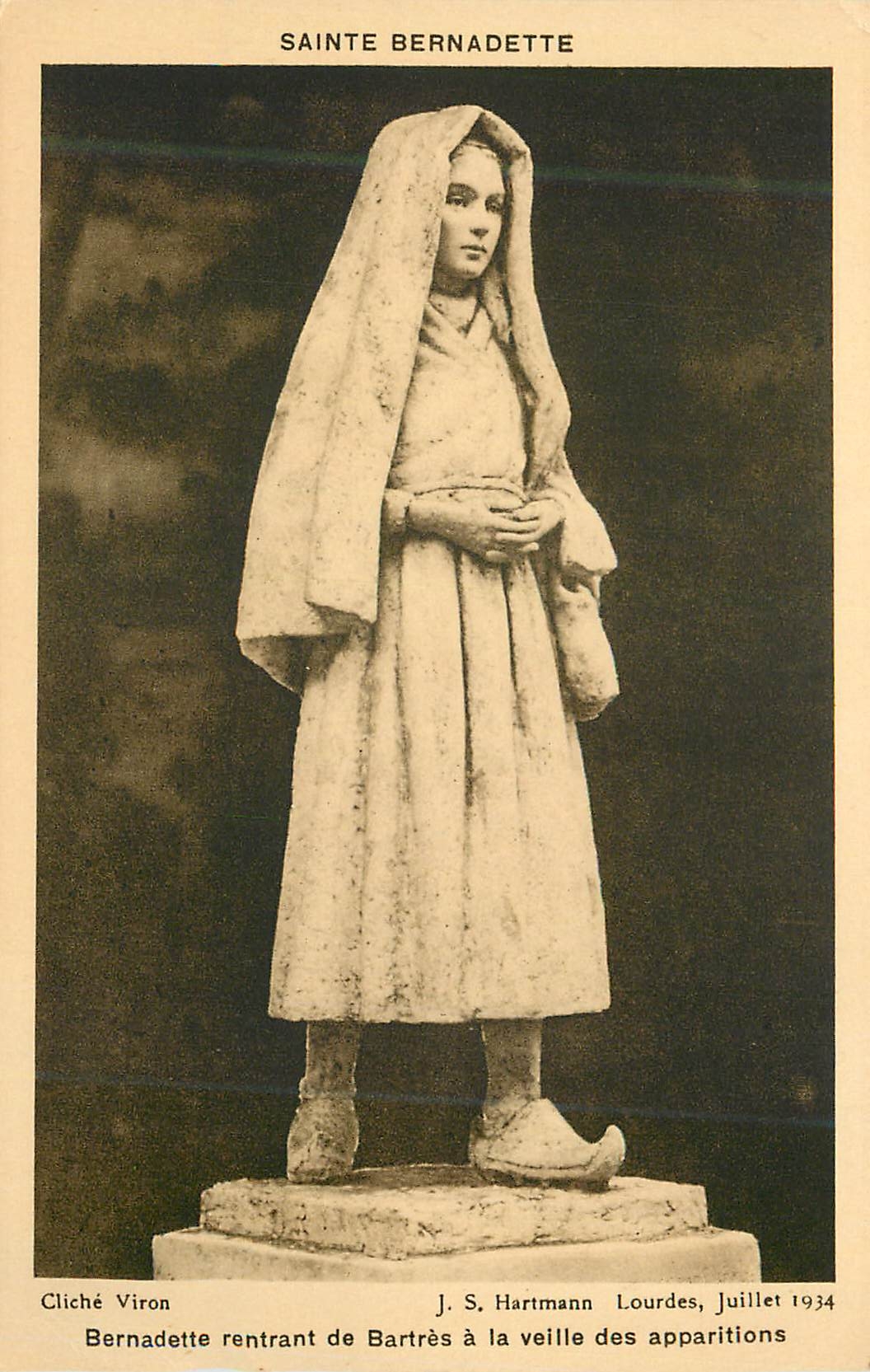 CPA Sainte Bernadette Lourdes JS Hartmann  Juillet 1934
