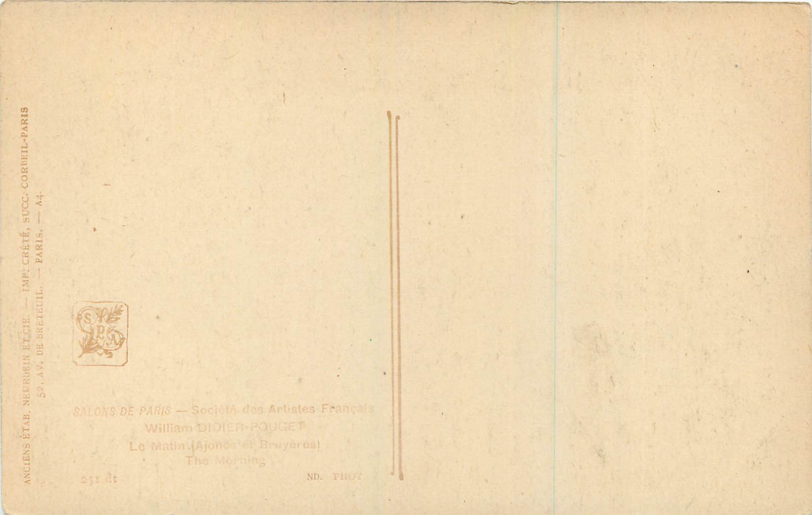 CPA Salon de Paris William Didier Pouget Le matin Ajoncs et bruyeres — Verso