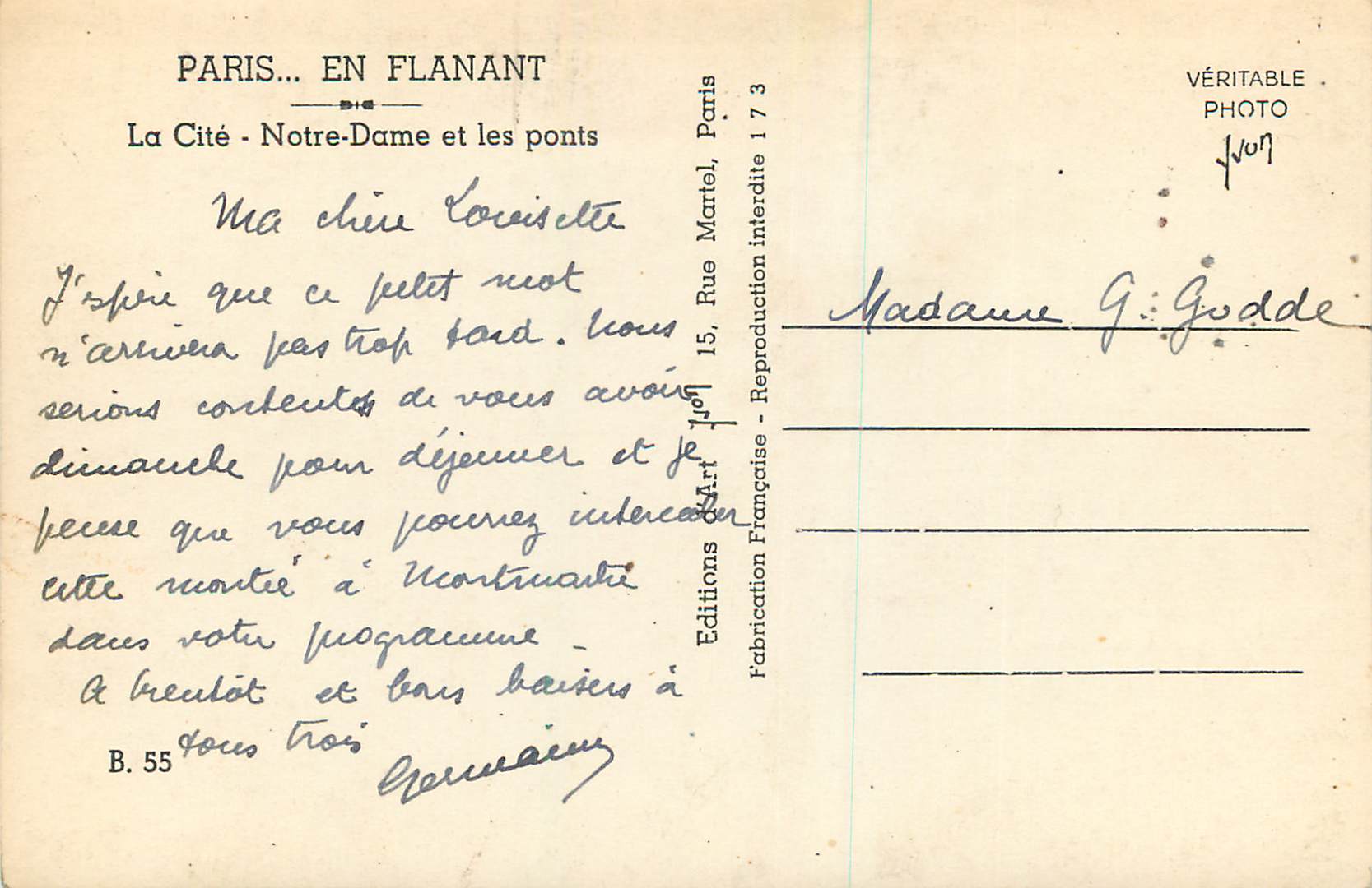 CPM Paris en Flanant la Cite Notre Dame et les Ponts — Rückseite
