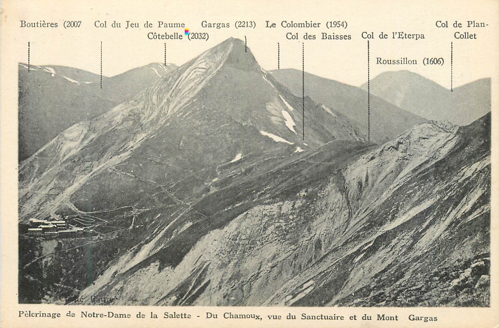 Pèlerinage de Notre-Dame de la Salette - Du Chamoux, vue du Sanctuaire et du Mont Gargas — Éditeur : Crédac Haute