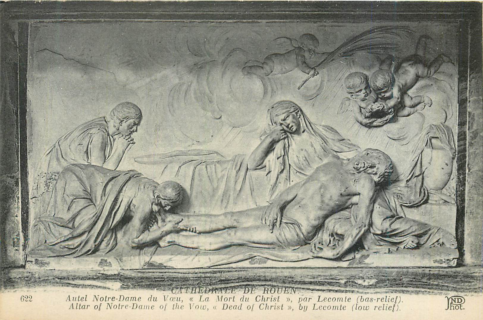 CPA Cathedrale de Rouen Autel Notre Dame du Voeu la Mort du Christ par Lecomte (Bas Relief)