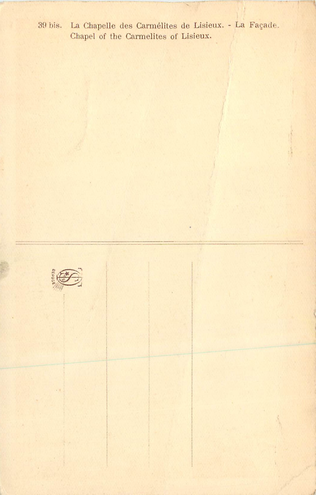 CPA la Chapelle des Carmelites de Lisieux la Facade — Verso