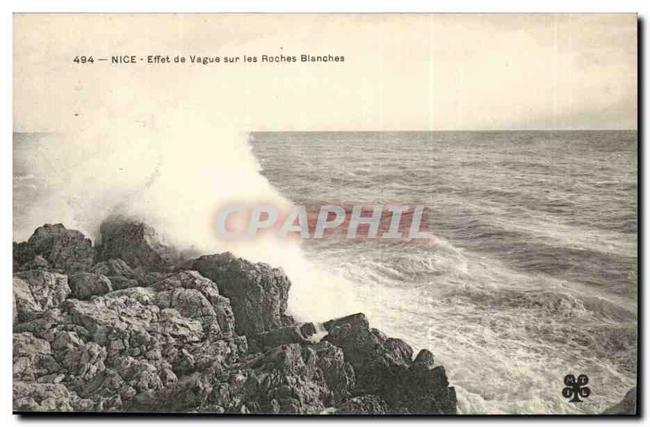 Nice - Effets de Vague ur les Roches Blanches - CPA 
