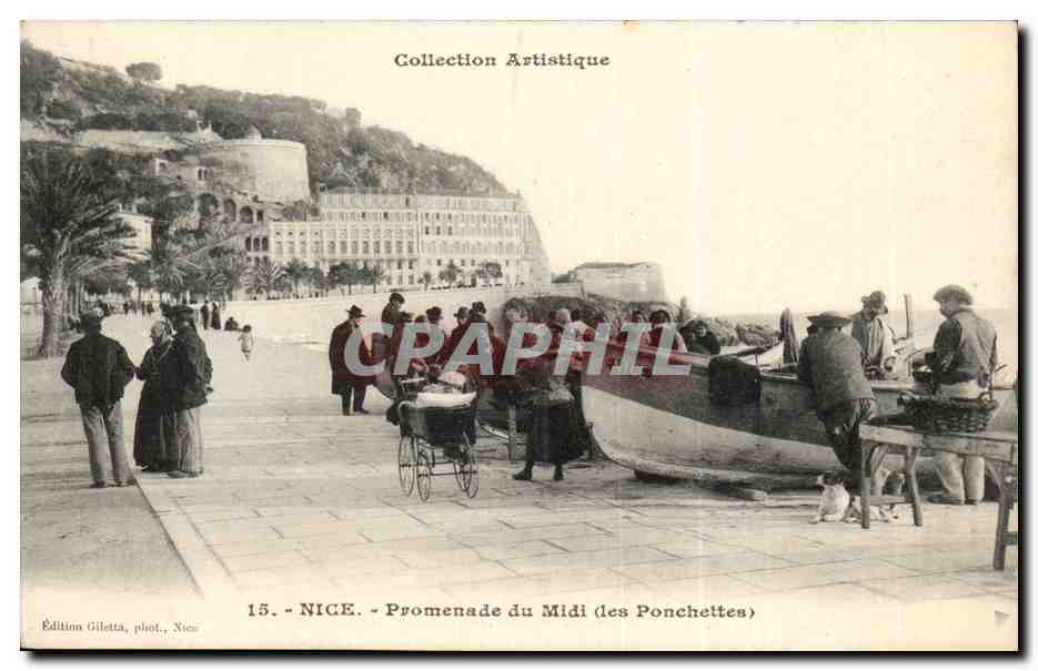 Nice - Promenade du Midi des Ponchettes - bateau - Collection artistique - CPA 