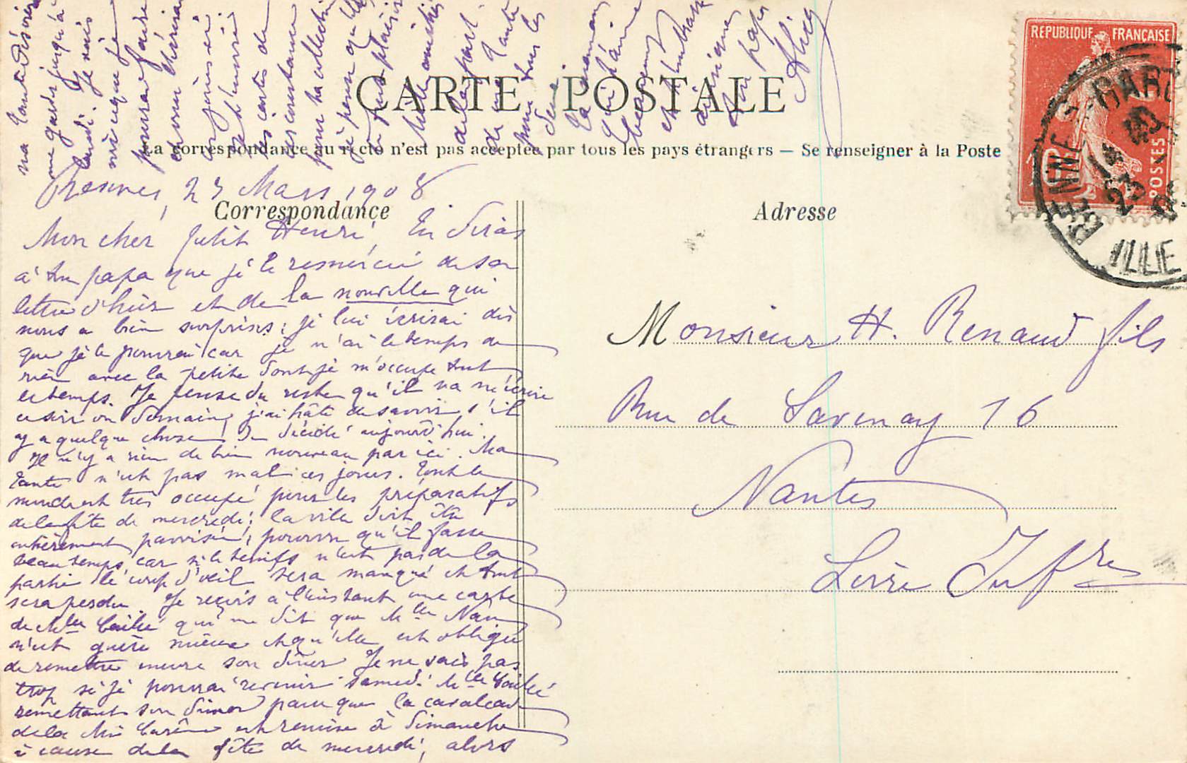 CPA Notre dame de bonne nouvelle de rennes — Rückseite