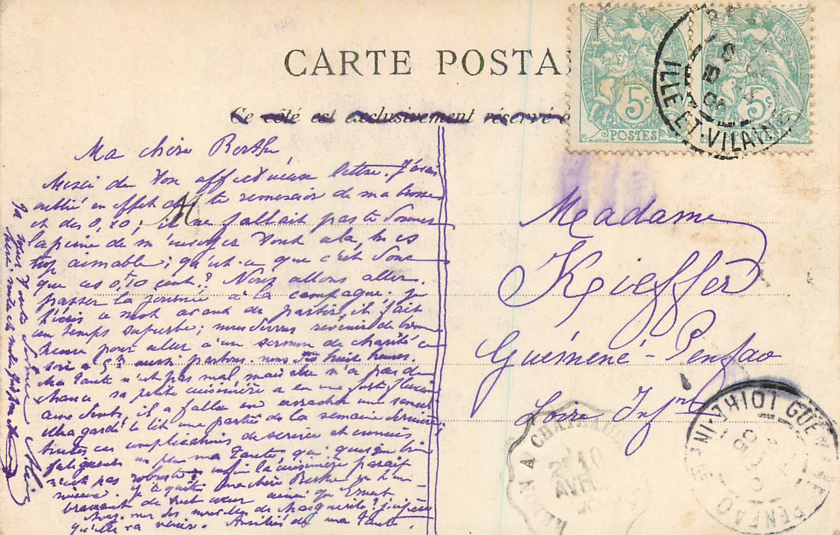 Rennes — La Grande Cascade au Thabor — E. Mary-Rousselinne, Rennes — Reverso
